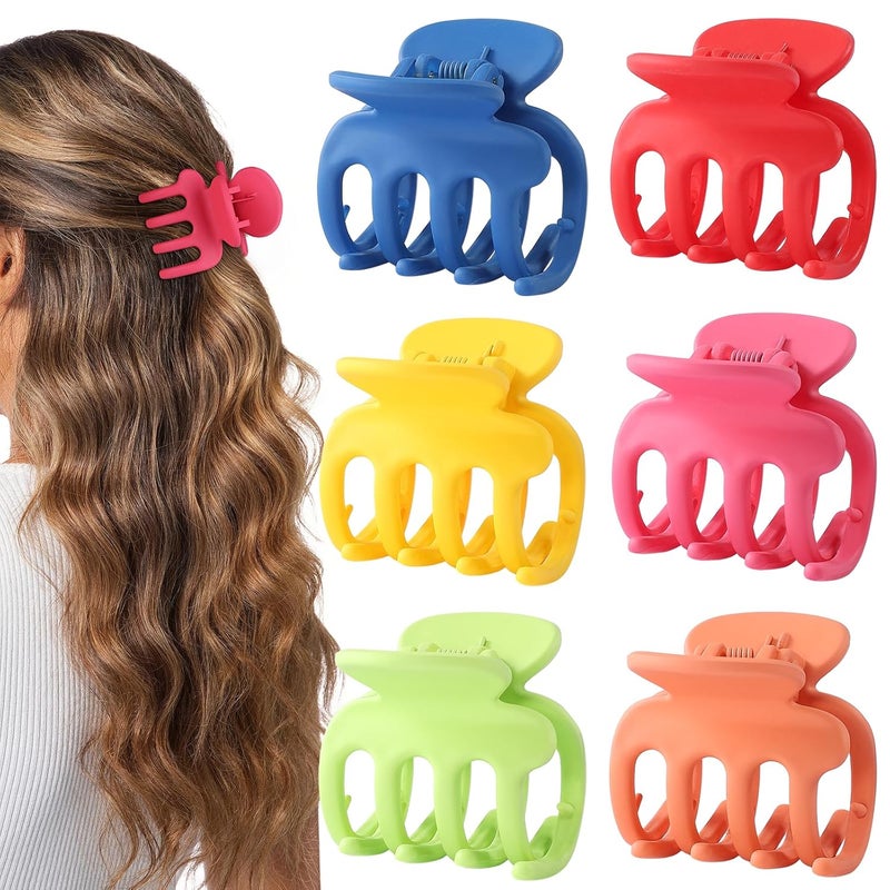 USDNICE 6 Pcs Hair Clips Small Claw Clips for Thin Hair Medium Matte Non-slip Hair Accessories for Women and Girls (Dopamine) - Image 1